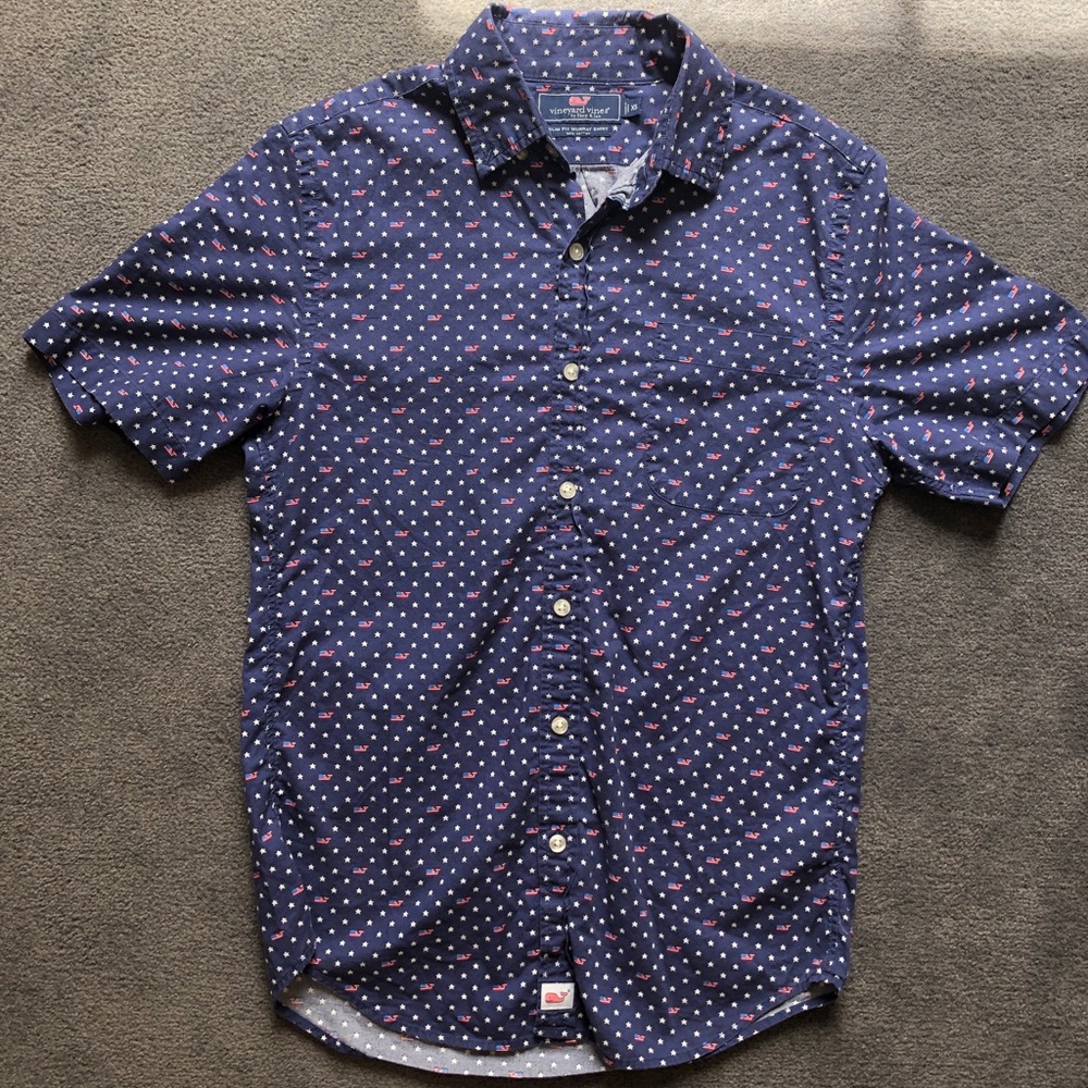 Vineyard Vines Short Sleeve Button Down USA Flag